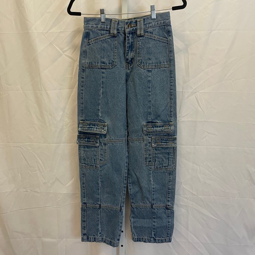 Lioness Stacey Cargo High Rise Straight Leg Jeans - Women Size XS - Blue